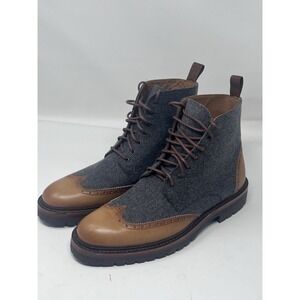Taft Livingston Boot Grey Wool Tan Lace Boots Mens 40 Sz 7 Handcrafted in Spain